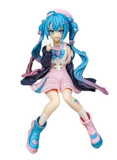 Generic Hatsune Miku Action Figure, Sailor Suit Hatsune Figure Toy, Sitting Hatsune Model Toy, PVC Character Figure Toys, for Desktop Decorations/Collectibles, Gifts for Fans, 10*12cm  - Image 1
