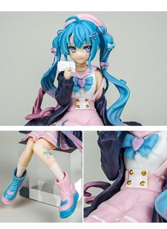 Generic Hatsune Miku Action Figure, Sailor Suit Hatsune Figure Toy, Sitting Hatsune Model Toy, PVC Character Figure Toys, for Desktop Decorations/Collectibles, Gifts for Fans, 10*12cm  - Image 3