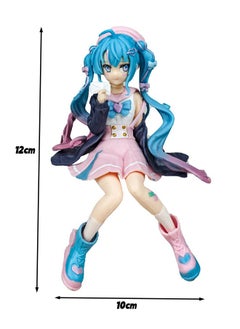 Generic Hatsune Miku Action Figure, Sailor Suit Hatsune Figure Toy, Sitting Hatsune Model Toy, PVC Character Figure Toys, for Desktop Decorations/Collectibles, Gifts for Fans, 10*12cm  - Image 2