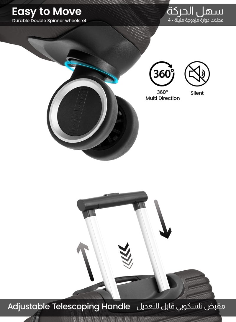 PARAJOHN حقيبة دوارة خفيفة الوزن مصنوعة من مادة ABS صلبة مع قفل مقاس 28 بوصة - Image 2