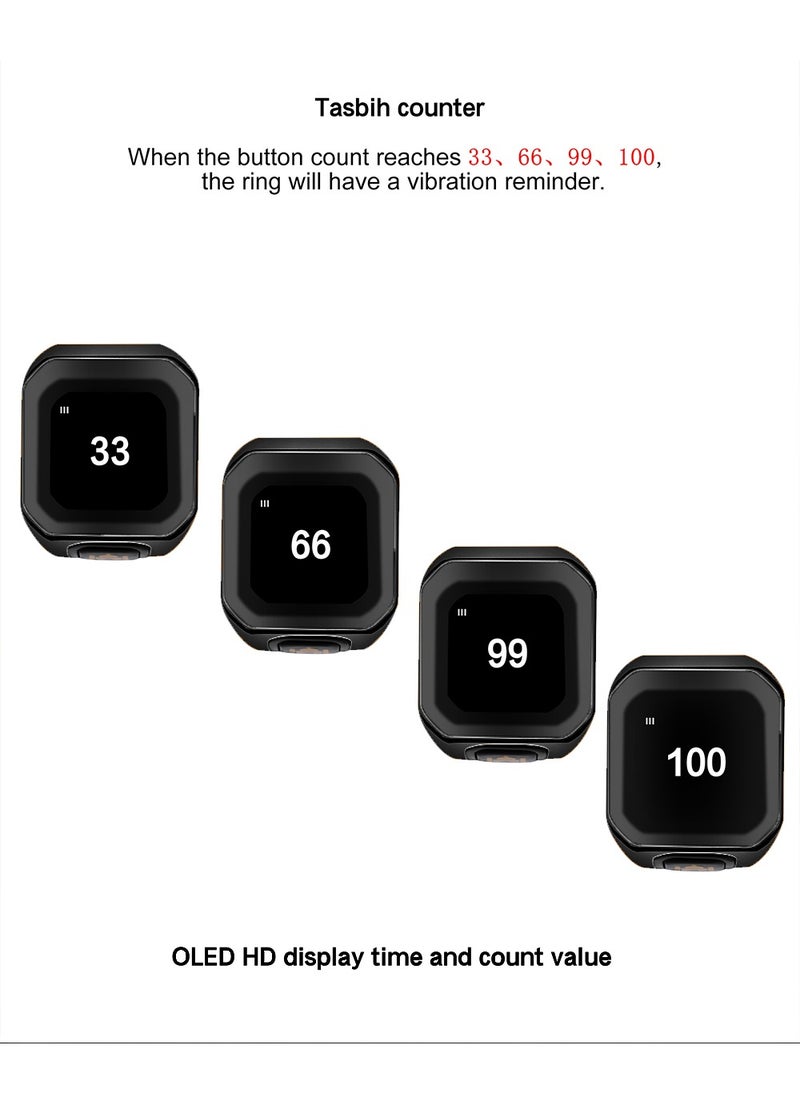 BSTWSH - Smart Tasbeeh Ring - Metal Edition, 20mm, Black Color - Image 1