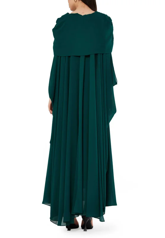Amri Embroidered Cape Dress