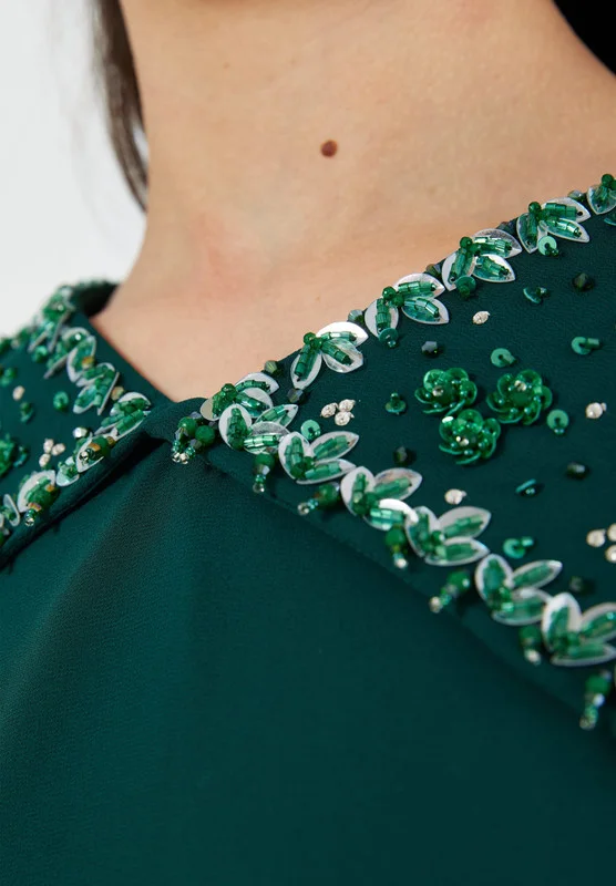 Amri Embroidered Cape Dress