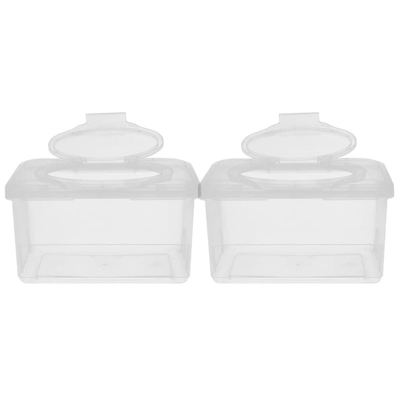 SUPVOX Flushable Wipes Dispenser 2pcs Clear Plastic Baby Wipes Dispenser Portable Refillable Tissue Box On The Go Wipes Dispenser Baby Wipes Holder for Outdoor Travel Wipe Warmer - Image 1
