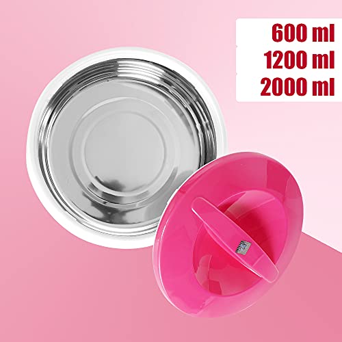 Blueberry's Wave Pink White, Inner Steel Casserole Gift Set Combo 600 ml,1200 ml,2000 ml (Pack of 3) - Image 3