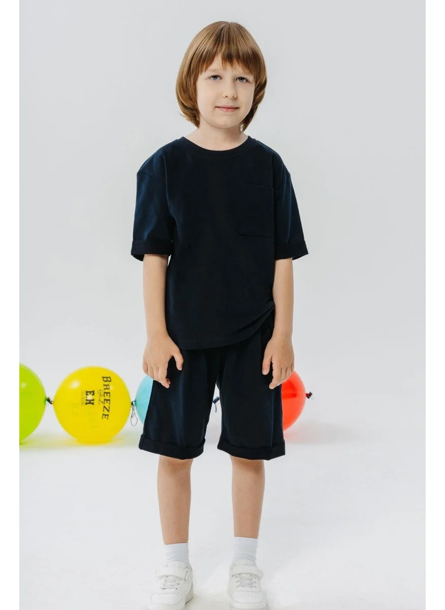Breeze Boy's Shorts Set with Pockets, Age 3-7, Navy Blue