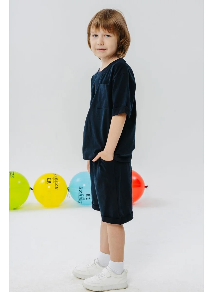 Breeze Boy's Shorts Set with Pockets, Age 3-7, Navy Blue