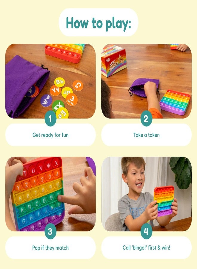 The Fidget Game ABC Bingo, Games for Kids - Six Educational Alphabet Bingo Popping Mats for Preschool, Toddlers, Kindergarten - Learning Activities for 2-6 Players 3+ Years - Image 3