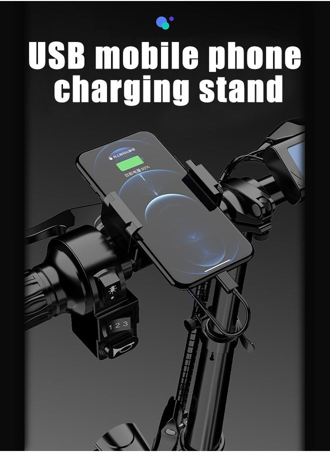 Gasin Adult electric scooter,  60km range, maximum speed 25KM/H, foldable high carbon steel body, hydraulic shock absorber, 48V/15Ah battery, 400W vector frequency conversion motor, with energy recovery, 14-inch all-terrain tires  - Image 5