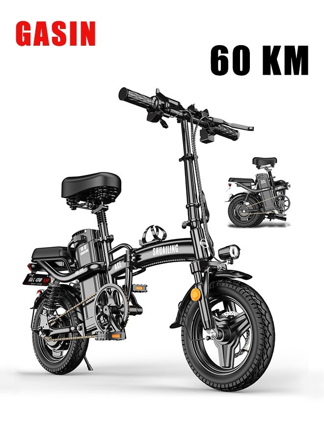 Gasin Adult electric scooter,  60km range, maximum speed 25KM/H, foldable high carbon steel body, hydraulic shock absorber, 48V/15Ah battery, 400W vector frequency conversion motor, with energy recovery, 14-inch all-terrain tires  - Image 1