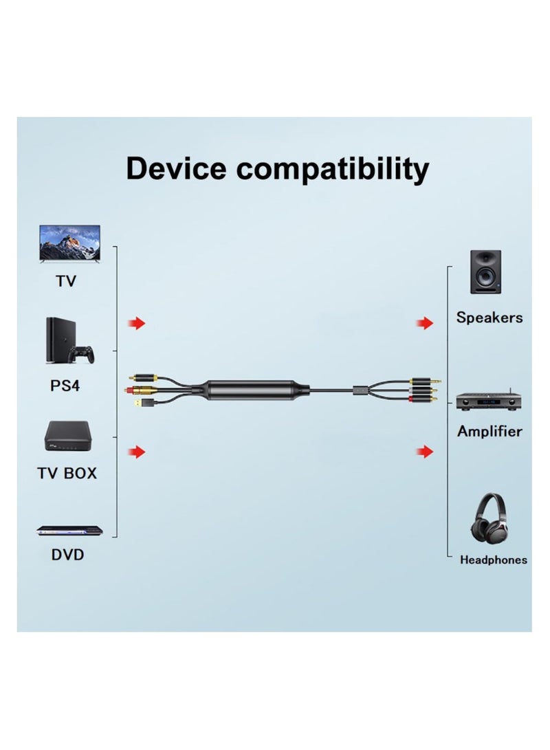 SOLARAE كابل محول الصوت الرقمي إلى التناظري AV300 - SPDIF/بصري وموصل Coaxial إلى RCA و3.5mm AUX ستيريو لجهاز Xbox وPS4 وPS5 والتلفاز ونظام الصوت المنزلي (3م) - Image 5