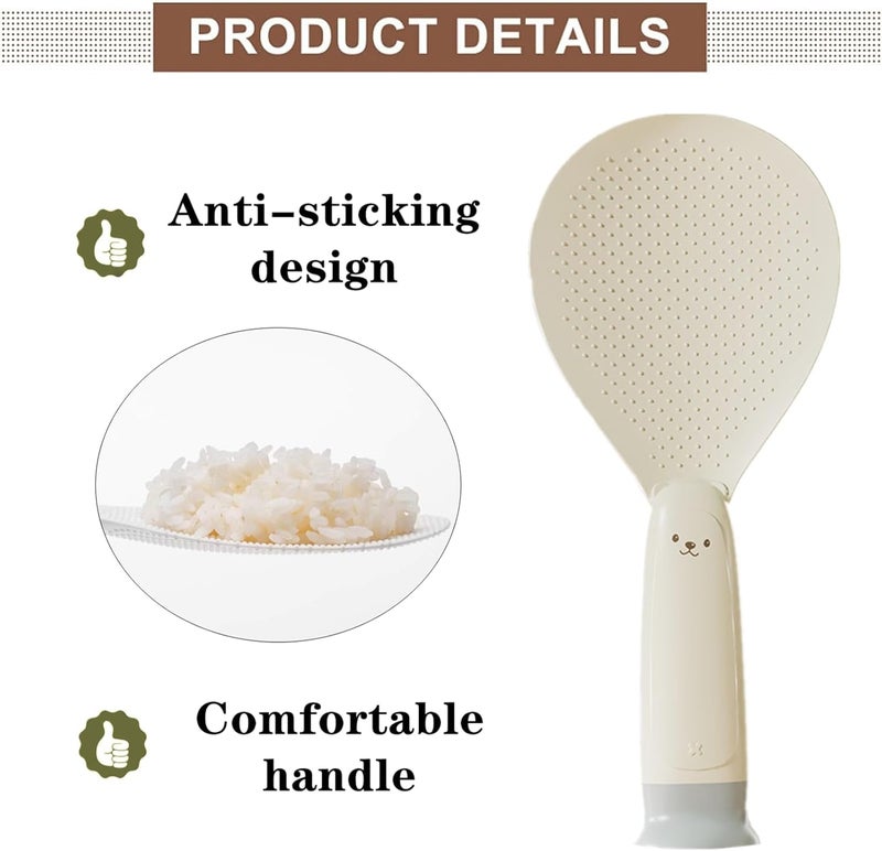 TERRIFI 2 PCS Professional Rice Scooper Set – Standing Rice Spoon Spatula with Suction Cup and Non-Stick Bear Motif for Kitchen Culinary Maintenance - Image 4