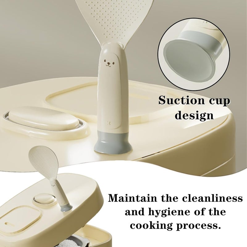 TERRIFI 2 PCS Professional Rice Scooper Set – Standing Rice Spoon Spatula with Suction Cup and Non-Stick Bear Motif for Kitchen Culinary Maintenance - Image 5
