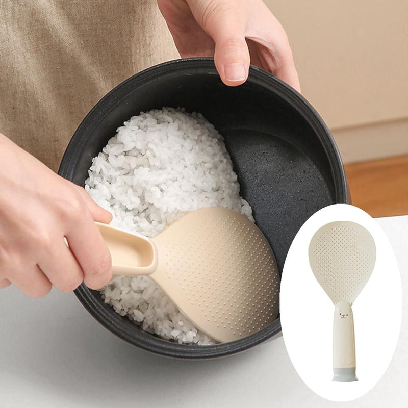 TERRIFI 2 PCS Professional Rice Scooper Set – Standing Rice Spoon Spatula with Suction Cup and Non-Stick Bear Motif for Kitchen Culinary Maintenance - Image 2