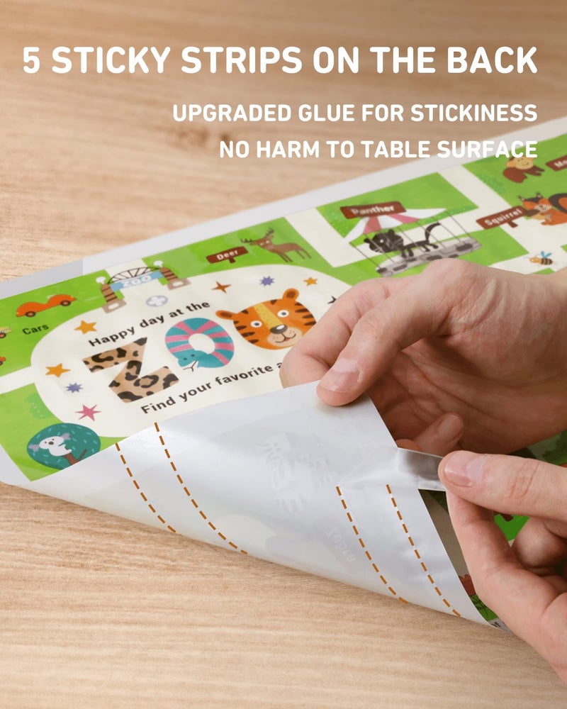 Babebay Disposable Stick-on Placemats 40 Pack for Baby & Kids & Toddler, Sticky Placemats Restaurant Table Mats 12" x 18" (Happy Zoo) - Image 3