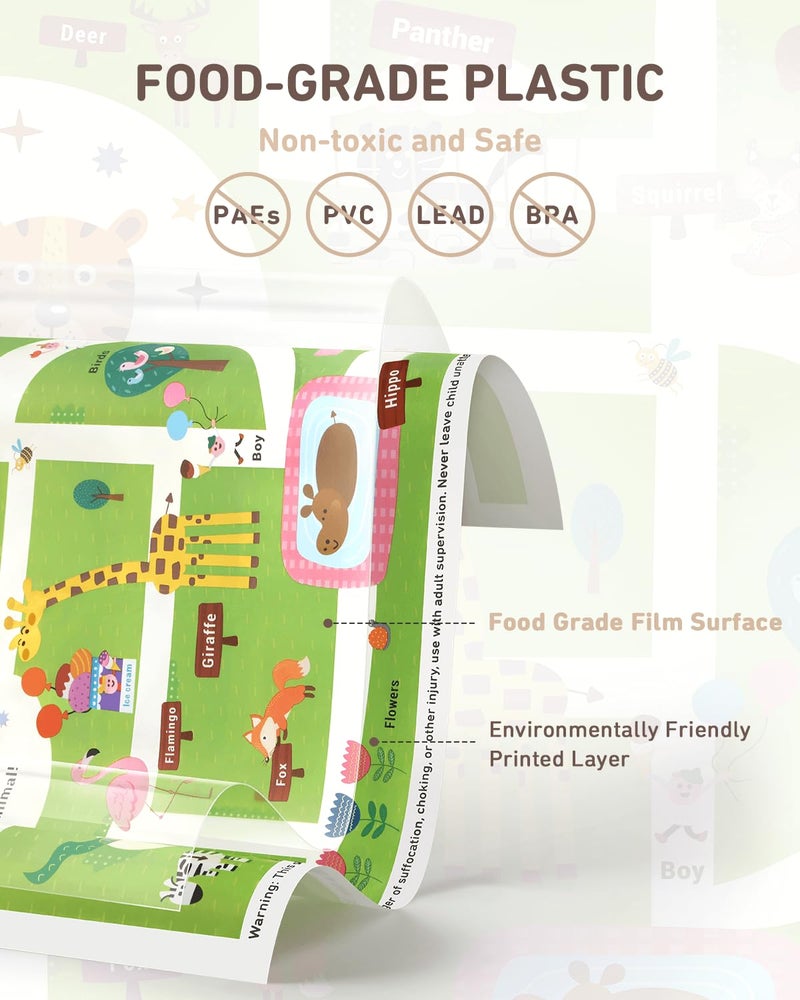 Babebay Disposable Stick-on Placemats 40 Pack for Baby & Kids & Toddler, Sticky Placemats Restaurant Table Mats 12" x 18" (Happy Zoo) - Image 2