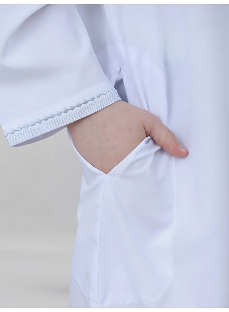 Traditional Emarati Kandora/Thobe/Dishdasha/Arab for Kids, boys and teenagers（3-18 years）, NonStretch Fabric, Hidden Zipper Detail，Perfect Gift for Ramadan - Image 4