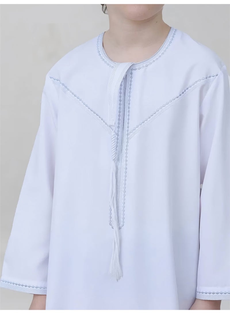 Traditional Emarati Kandora/Thobe/Dishdasha/Arab for Kids, boys and teenagers（3-18 years）, NonStretch Fabric, Hidden Zipper Detail，Perfect Gift for Ramadan - Image 5