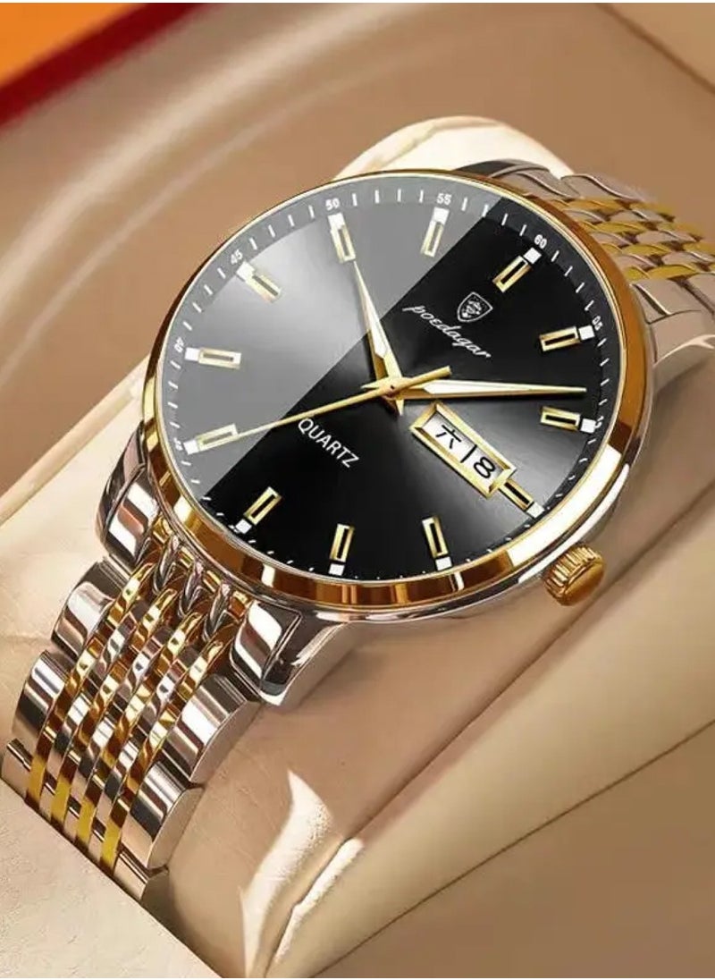 POEDAGAR - Men’s Analog Quartz Stainless Steel Band Wristwatch 42mm - Image 1