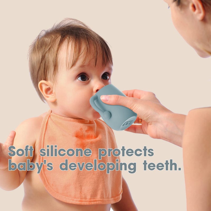 Cuddle Campus 100% Silicone Baby Training Cup, Shatterproof Toddler Sippy Cups with Straw, Open Cup for Baby, 6+ Months 4 Oz - Image 3