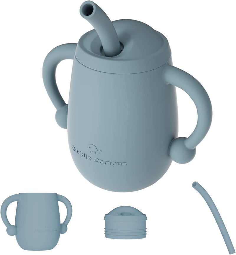 Cuddle Campus 100% Silicone Baby Training Cup, Shatterproof Toddler Sippy Cups with Straw, Open Cup for Baby, 6+ Months 4 Oz - Image 1