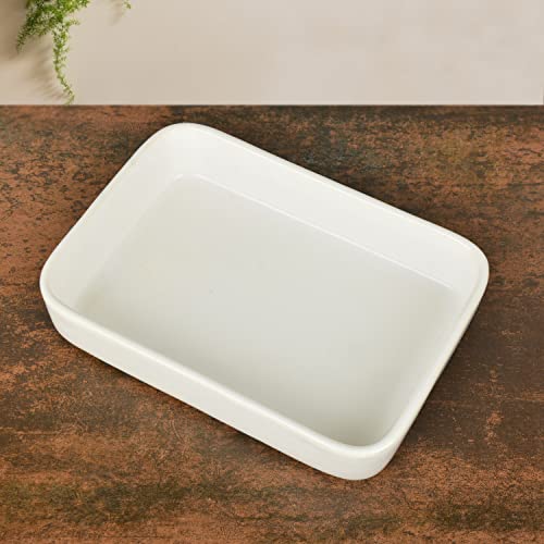 StyleMyWay Ceramic Baking Dish (L x B x H – 27 x 19 x 5.5 cm, White, 1500 ml) | Bake ‘N’ Serve Dish | Dish for Grilling - Image 1