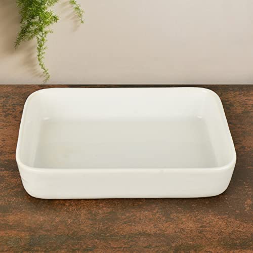 StyleMyWay Ceramic Baking Dish (L x B x H – 27 x 19 x 5.5 cm, White, 1500 ml) | Bake ‘N’ Serve Dish | Dish for Grilling - Image 2