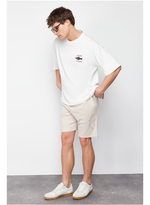 Mink Regular/Normal Fit Fluffy Text Printed Shorts TMNSS24SR00032