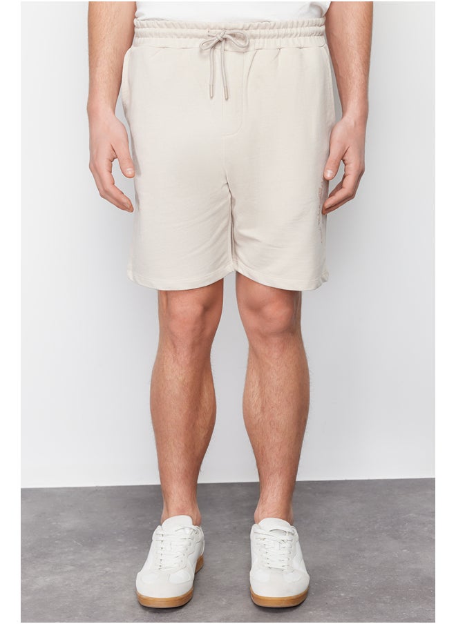 Mink Regular/Normal Fit Fluffy Text Printed Shorts TMNSS24SR00032