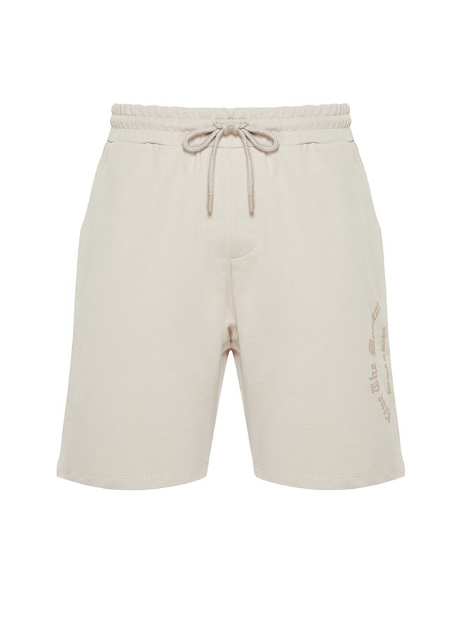 Mink Regular/Normal Fit Fluffy Text Printed Shorts TMNSS24SR00032