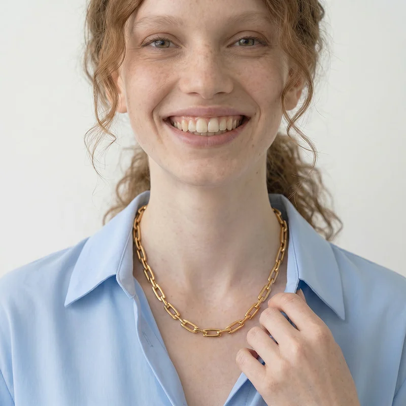 Palmonas  18K Gold Tone Plated Bold Core Link Chain For Women - Waterproof & Anti-Tarnish for Women | Best Price UAE