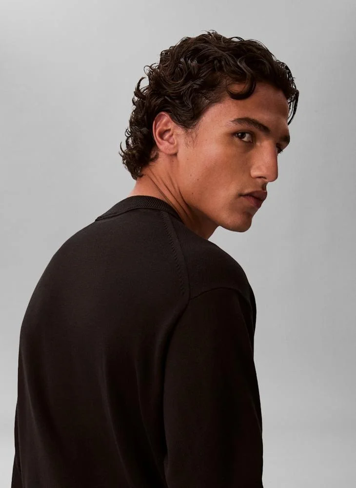 Calvin Klein Jeans Black Relaxed Cotton Monogram Jumper for Men | Best Price UAE