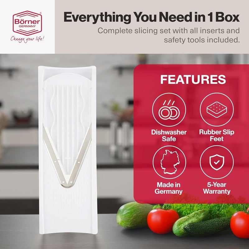 Swissmar سويسمار بورنر V-سلايسر بلس ماندولين V5000 - قاطع خضروات متعدد الاستخدامات مع شفرات قابلة للتبديل - Image 3