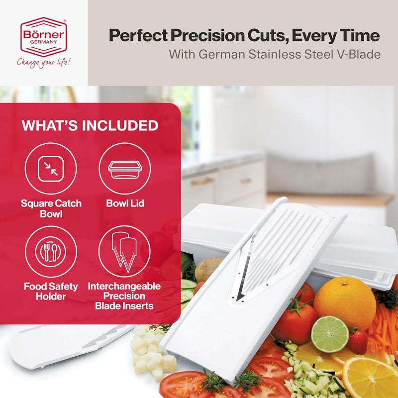 Swissmar سويسمار بورنر V-سلايسر بلس ماندولين V5000 - قاطع خضروات متعدد الاستخدامات مع شفرات قابلة للتبديل - Image 4