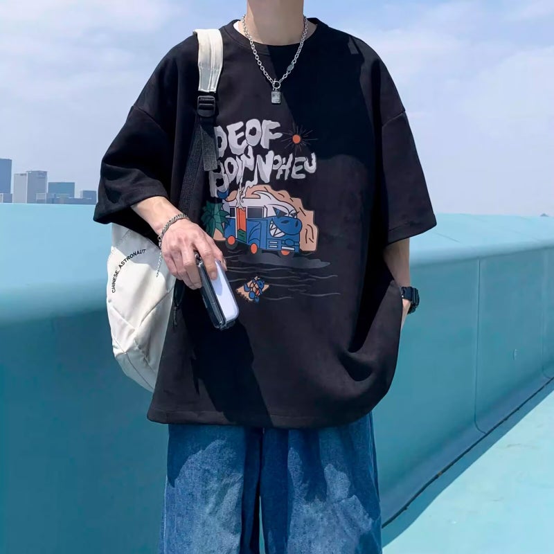 Suede Short-sleeved T-shirt 2024 New Arrival Men's Summer Fashionable American Style Retro Trendy Brand Superior Street Superior T-shirt 1 - Image 1