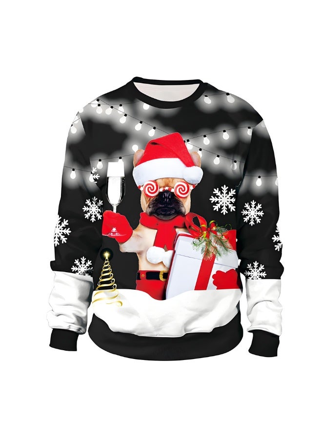 إسكدنيا جنس واحد عيد الميلاد القفز مطبوعة سترة سويتشرت الخريف الشتاء قمم الملابس