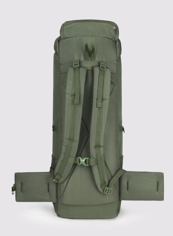 Impulse 75L Army Green Rucksack Backpack with Detachable Secure Utility Pouch, Rain Cover, Multiple Compartments, Hip Strap & Bottle Holders - Ideal for Travel, Trekking & Hiking - Image 3