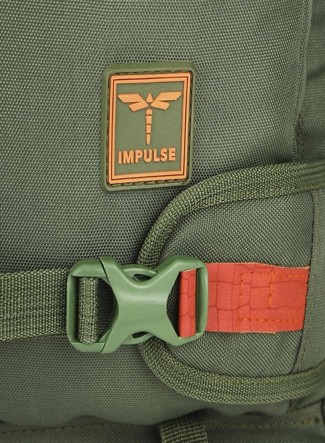 Impulse 75L Army Green Rucksack Backpack with Detachable Secure Utility Pouch, Rain Cover, Multiple Compartments, Hip Strap & Bottle Holders - Ideal for Travel, Trekking & Hiking - Image 4