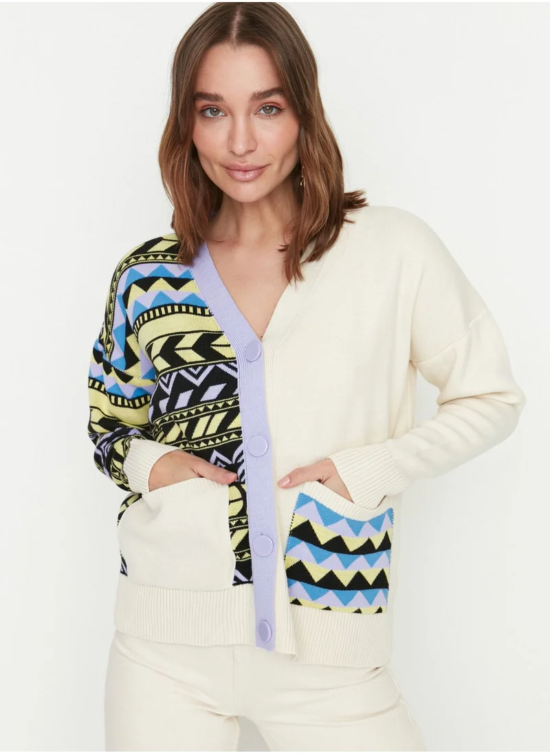 trendyol Jacquard Button Down Cardigan