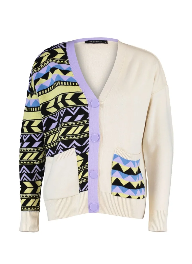 trendyol Jacquard Button Down Cardigan