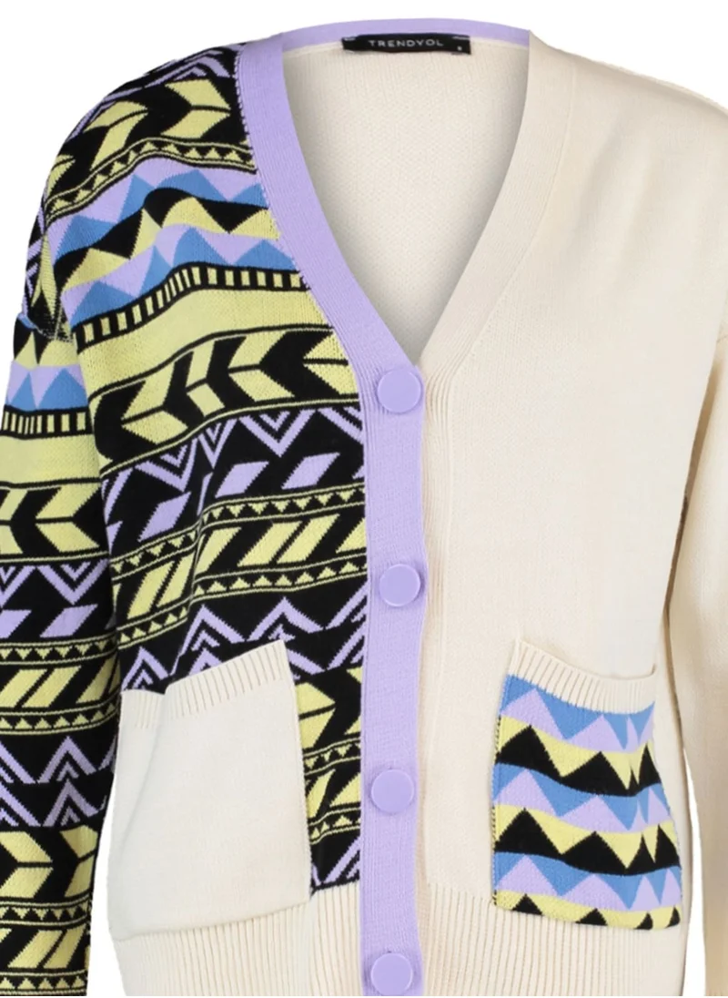 trendyol Jacquard Button Down Cardigan