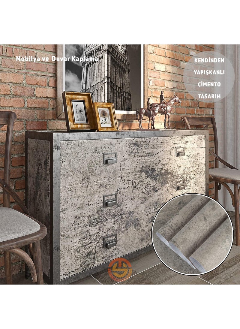 Technosmart 60CM×300CM Self Adhesive Cement Look Wallpaper Cabinet Table Countertop Covering  - Image 1