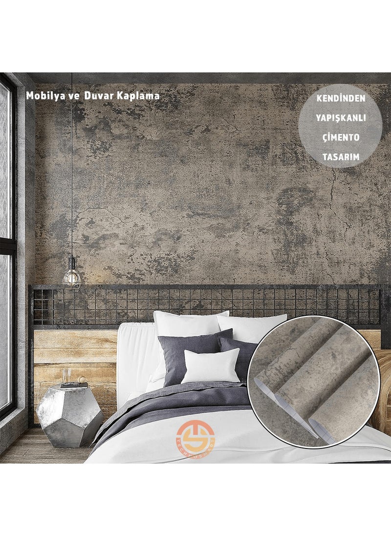 Technosmart 60CM×300CM Self Adhesive Cement Look Wallpaper Cabinet Table Countertop Covering  - Image 2