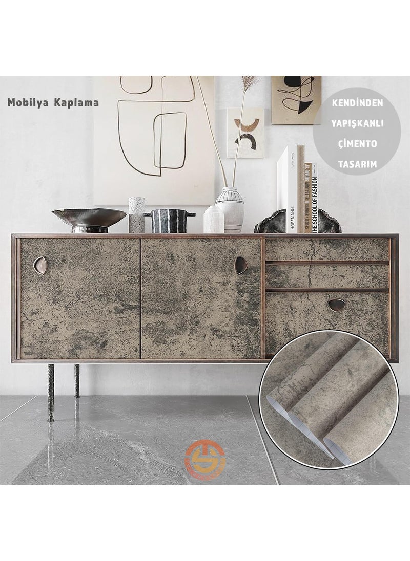 Technosmart 60CM×300CM Self Adhesive Cement Look Wallpaper Cabinet Table Countertop Covering  - Image 3