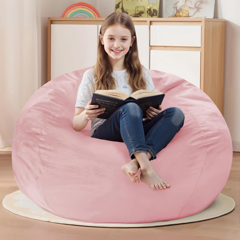 Homguava Bean Bag Chair: Bean Bags with Memory Foam Filled,Comfy Beanbag Chairs Round Bean Bag Sofa with Dutch Velvet Cover-2FT-28 x28 x22,Light Pink - Image 1