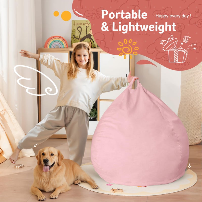 Homguava Bean Bag Chair: Bean Bags with Memory Foam Filled,Comfy Beanbag Chairs Round Bean Bag Sofa with Dutch Velvet Cover-2FT-28 x28 x22,Light Pink - Image 5