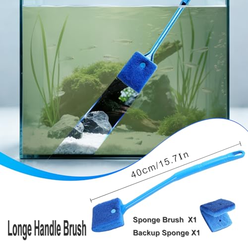 Carefree Fish Aquarium Gravel Cleaner 15~30In with 6Ft Water Hose Fish Tank Water Changer Sand Vacuum with Skimmer Net and Long Handle Sponge Brush Algae Scraper - Image 5