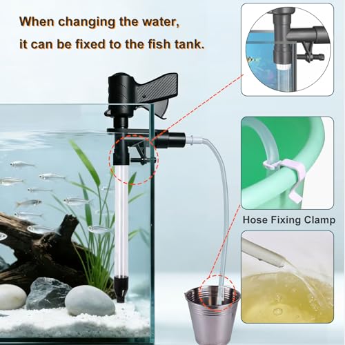 Carefree Fish Aquarium Gravel Cleaner 15~30In with 6Ft Water Hose Fish Tank Water Changer Sand Vacuum with Skimmer Net and Long Handle Sponge Brush Algae Scraper - Image 4
