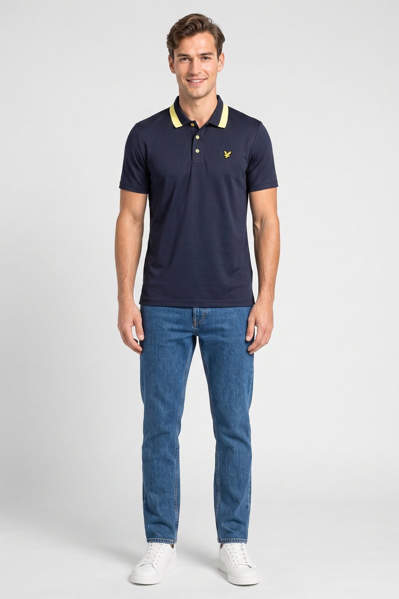 Lyle & Scott Men Regular Fit Brand Logo Short Sleeve Polo Shirt, Dark Navy - Image 2