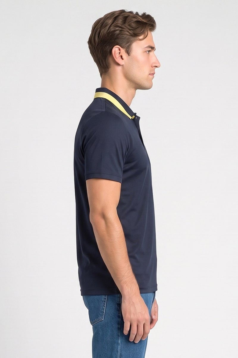 Lyle & Scott Men Regular Fit Brand Logo Short Sleeve Polo Shirt, Dark Navy - Image 3
